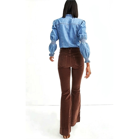 Veronica Beard Sheridan Exaggerated Brown Corduroy 70s Flared Pants - Picture 14 of 15